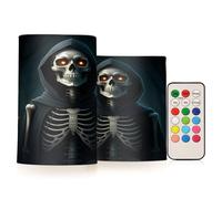 Grckit Dark Academia - Candele senza fiamma a forma di scheletro con telecomando, candele a LED tremolanti realistiche, funzionamento a batteria, per decorazioni domestiche, Natale, Halloween (set da