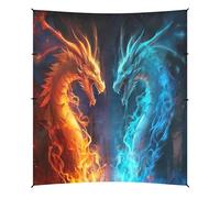Grckit Fire and Ice - Tenda da spiaggia con dragone, 24 x 26 cm, con 4 sacchi di sabbia, 4 pali di stabilità, pale per sabbia, tenda per spiaggia, campeggio, pesca, picnic