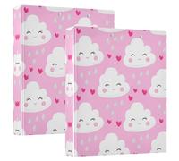 Grckit Happy Clouds - Raccoglitore a 3 anelli da 3,8 cm, confezione da 2 raccoglitori ad anelli rotondi, contiene 200 fogli con 3 tasche interne, per l'organizzazione della casa e dell'ufficio