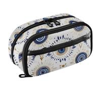 Grckit Magic Evil Eye, astuccio per matite, grande capacità, organizer multi-scomparto con passanti elastici per penne, finestra trasparente, doppia cerniera, 20,3 x 7,9 x 12,4 cm