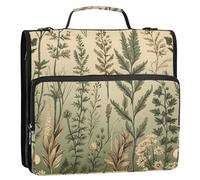 Grckit Raccoglitore con cerniera a 3 anelli con tracolla, capacità 500 fogli, organizer multitasche per scuola/ufficio, raccoglitore con cerniera ad anelli a D da 3,8 cm (fiori botanici)