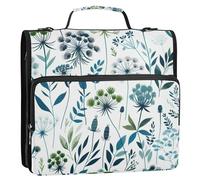 Grckit Raccoglitore con cerniera a 3 anelli con tracolla, capacità 500 fogli, organizer multitasche per scuola/ufficio, raccoglitore con cerniera ad anelli a D da 3,8 cm (fiori botanici)