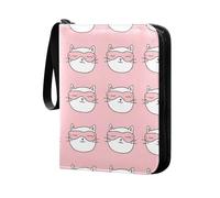 Grckit Raccoglitore per carte con 4 tasche, 400 tasche, con maschere rosa, per giochi e carte da collezione, per carte da calcio, baseball