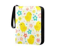 Grckit Raccoglitore per carte con motivo pulcini gialli, 4 tasche, 400 tasche, porta carte da gioco, album di carte, organizer per carte da calcio, carte da baseball