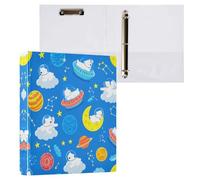 Grckit Space Bears - Raccoglitore a 3 anelli da 3,8 cm, 1 confezione da 200 fogli con 3 tasche interne, per l'organizzazione della casa e dell'ufficio
