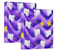 Grckit Starry Polar Bears - Raccoglitore a 3 anelli da 3,8 cm, confezione da 2 raccoglitori ad anelli rotondi, contiene 200 fogli con 3 tasche interne, per ufficio e organizzazione domestica