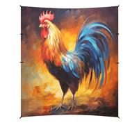 Grckit Tenda da spiaggia a forma di gallo, ad acquerello, 24 x 26 cm, con 4 sacchi di sabbia, 4 pali di stabilità, pale per sabbia, tenda per spiaggia, campeggio, pesca, picnic