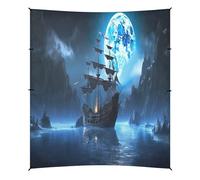 Grckit Tenda da spiaggia a forma di nave pirata, 24 x 27 cm, baldacchino da spiaggia con 4 sacchi di sabbia, 4 pali di stabilità, pale per sabbia, tenda per spiaggia, campeggio, pesca, picnic