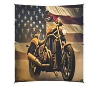 Grckit Tenda da spiaggia con bandiera vintage per moto, riparo dal sole, 24 x 26 cm, baldacchino da spiaggia con 4 sacchi di sabbia, 4 pali di stabilità, pale per sabbia, tenda per spiaggia, campeggio