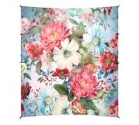 Grckit Tenda da spiaggia con fiori rossi, riparo dal sole, 24 x 26 cm, con 4 sacchi di sabbia, 4 pali di stabilità, pale per sabbia, tenda per spiaggia, campeggio, pesca, picnic