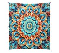Grckit Tenda da spiaggia con mandala blu e arancione, 24 x 26 cm, con 4 sacchi di sabbia, 4 pali di stabilità, pale per sabbia, tenda per spiaggia, campeggio, pesca, picnic