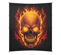 Grckit Tenda da spiaggia con teschio di fiamma, riparo dal sole, 24 x 26 cm, con 4 sacchi di sabbia, 4 pali di stabilità, pale per sabbia, tenda per spiaggia, campeggio, pesca, picnic