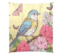 Grckit Tenda da spiaggia con uccello sul ramo riparo dal sole, 24 x 27 cm, con 4 sacchi di sabbia, 4 pali di stabilità, pale per sabbia, tenda per spiaggia, campeggio, pesca, picnic