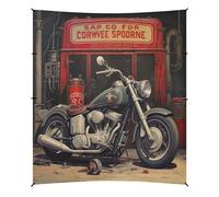 Grckit Tenda da spiaggia in stile retrò per moto, tenda da spiaggia, 24 x 26 cm, baldacchino da spiaggia con 4 sacchi di sabbia, 4 pali di stabilità, pale per sabbia, tenda per spiaggia, campeggio