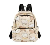 Grckit Zaino da donna con pecore marroni e bianche, 8,5 l, leggero, con tasche con cerniera, per lavoro e viaggi, A507, (14L) UK, Zaino daypack