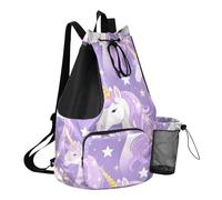 Grckit Zaino da spiaggia a tema fantasy con cavalli, con tasca bagnata, zaino leggero e ripiegabile con coulisse da 30 l, per nuoto, palestra, escursionismo, pesca, viaggi, per uomini e donne
