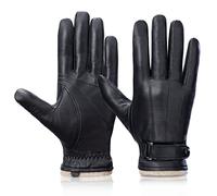 Grdnpro Guanti da uomo touch screen in vera pelle invernale guanti in pelle da uomo sottili e caldi guanti da automobilista con fodera in lana morbida casual outdoor freddo guida