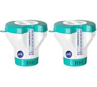 Gre 40070 - Dosatore Galleggiante con Termometro per il Trattamento Chimico delle Piscine. Disinfezione e Pulizia dell'Acqua della Piscina. Per Pastiglie da 20 a 500 g (Confezione da 2)