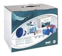 Gre 76054 - Kit Trattamento per Piscine da 5 a 15m³: 4 azioni 1kg pastiglie da 20g + dosatore + termometro + Kit analisi + braccioli + Kit Riparazione Liner