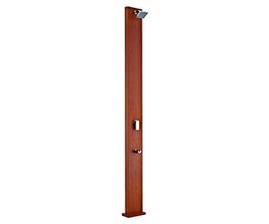 Gre DSALC32W - Doccia solare da esterno per piscine. Doccia da giardino in alluminio, imitazione legno, con una capacità di 32 litri.