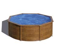 Gre KIT350W Pacific. - Piscina fuori terra in acciaio, rotonda con aspetto in legno. Piscina scomponibile per Giardino. 350 x 120 cm