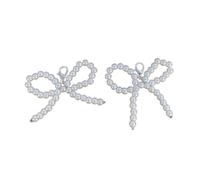 Greabuy 1 paio di graziosi ciondoli a forma di fiocco per telefono portachiavi in rilievo accessorio per borsa elegante ornamento per borsa ciondolo scarpa per qualsiasi, 4 x 4 cm, perle d'imitazione,