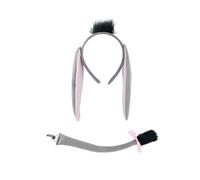 Greabuy Accessori per costume da asino per bambini, fascia per orecchie da asino, coda d'asino, guanto per naso, papillon per ragazza, Natale, Halloween