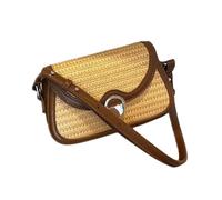 Greabuy Borsa a tracolla retrò da donna intrecciata a mano, borsa a tracolla in paglia da spiaggia per ascelle da vacanza per tutti i giorni da donna a tracolla retrò in paglia da spiaggia alla moda