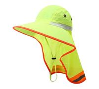 Greabuy Cappello riflettente ad alta visibilità per i lavoratori sanitari Design fluorescente di colore con lo scudo del collo per il sole, D giallo fluorescente, 5560cm