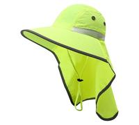 Greabuy Cappello riflettente ad alta visibilità per i lavoratori sanitari Design fluorescente di colore con lo scudo del collo per il sole, Giallo fluorescente S, 5560cm