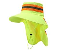 Greabuy Cappello riflettente ad alta visibilità per i lavoratori sanitari Design fluorescente di colore con lo scudo del collo per il sole, Giallo fluorescente, 5560cm