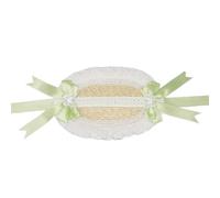 Greabuy Cappello vittoriano in paglia di pizzo per donne e ragazze con nastro a fiocco, ideale per feste da tè e cosplay, Versione semplice verde, Dimension Approx. 40x27cm/15.75x10.63inch