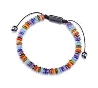 Greabuy Catena a mano con perline a disco in pietra naturale regolabile, leggera ed elegante, da indossare tutti i giorni, accessorio per attività all'aperto