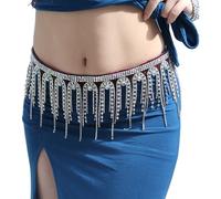 Greabuy Catena in metallo per la danza del ventre e le esibizioni con strass luccicanti, 140cm12cm, Metallo