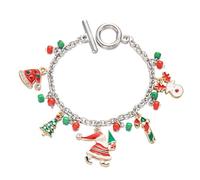 Greabuy Charm natalizio con Babbo Natale, renna, albero di Natale, accento da polso, gioielli da donna, accessori per feste, braccialetto OT a tema natalizio, Misura unica, come descritto