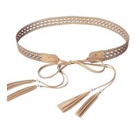 Greabuy Cintura da cowgirl con nappe, stile Y2K, stile vintage, cintura per bande Player Country, Albicocca, 9.36x3.51in