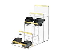 Greabuy Clear Step Jewelry Showcase Rack Golden Edged Acrilico Organizzatori per Anelli Bracciali Collane Display Acrilico Gioielli Vetrina per la Vendita Al Dett