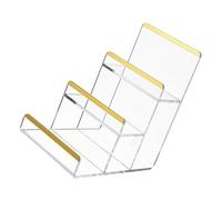 Greabuy Clear Step Jewelry Showcase Rack Golden Edged Acrilico Organizzatori per Anelli Bracciali Collane Display Acrilico Gioielli Vetrina per la Vendita Al Dett