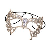 Greabuy Copertura per il viso in lega con strass, multiuso, per accessori per costumi, fotografia e spettacoli teatrali, scintillante