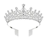 Greabuy Diadema da sposa con cristalli, corone e diademi con pettine per capelli da ragazza per capelli da regina