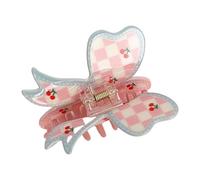 Greabuy Elegante clip per capelli in acrilico giocoso motivo a scacchi Bowknot disegni morsetto per capelli per donne in avanti alla moda