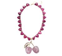 Greabuy Elegante collana con ciondolo a forma di ciliegie, delicata catena in acrilico, con lunghezza regolabile, per l'uso quotidiano e occasioni speciali, gioiello unico con ciliegie a forma di
