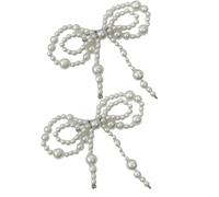 Greabuy Fiocco con perle finte, catena alla caviglia per pantaloni, decorazione per jeans, pantaloni, elegante polsino regolabile