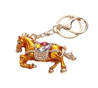 Greabuy Portachiavi a forma di cavallo con strass zodiacali cinesi, design impreziosito per un momento speciale, Oro, Taglia unica