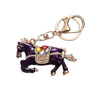 Greabuy Portachiavi a forma di cavallo con strass zodiacali cinesi, design impreziosito per un momento speciale, Viola, Taglia unica
