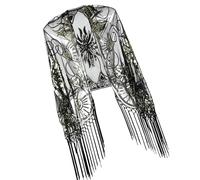 Greabuy Scialle con frange scintillanti per abiti glitter paillettes spalla Wrap Stage Show Stola per vari outfit e scialle ricamato evento notturno, Nero oro, Taglia unica