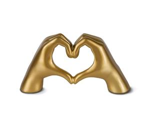 greafy Scultura decorativa a forma di mano e cuore, per soggiorno e camera da letto, a forma di cuore, per matrimonio, partner, mamma, nonna, oro