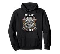 Grease Grime Glory Motorcycle Engine Biker Mechanic Felpa con Cappuccio