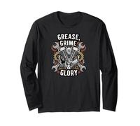 Grease Grime Glory Motorcycle Engine Biker Mechanic Maglia a Manica