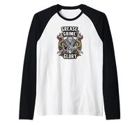 Grease Grime Glory Motorcycle Engine Biker Mechanic Maglia con Maniche Raglan